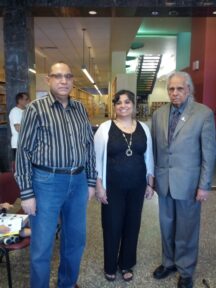 Stephen Gill with Monika Spolia and Abid at the Cornwall Library