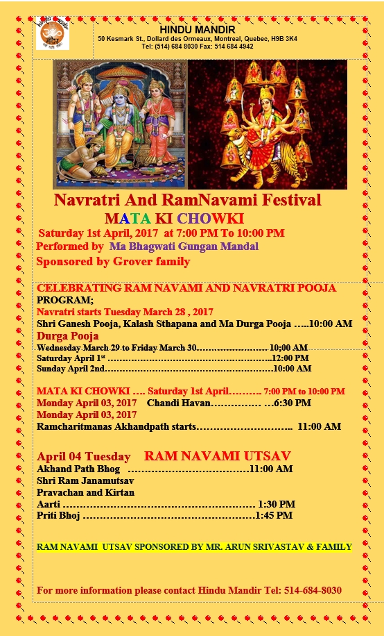 Ram Navmi 2017 at Hindu Mandir, DDO (Montreal)
